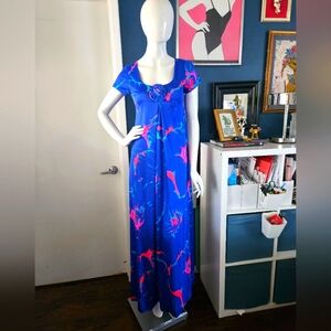 Vintage Liberty House Kamehameha Hawaiian Empire Maxi Dress S